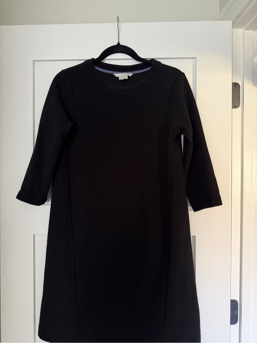 Boden Black Midi Shift Dress with Three-Quarter Sleeves